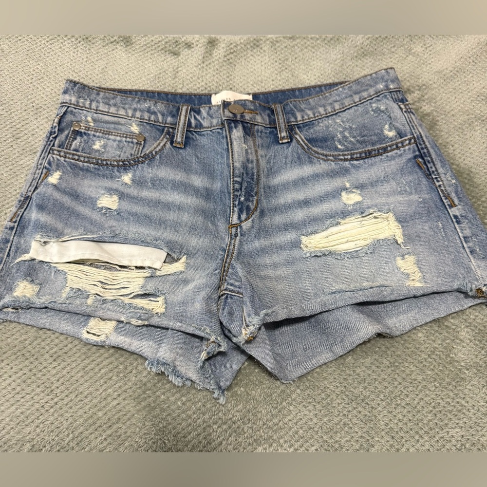 Gilded Intent Light Blue Ripped Jean Shorts